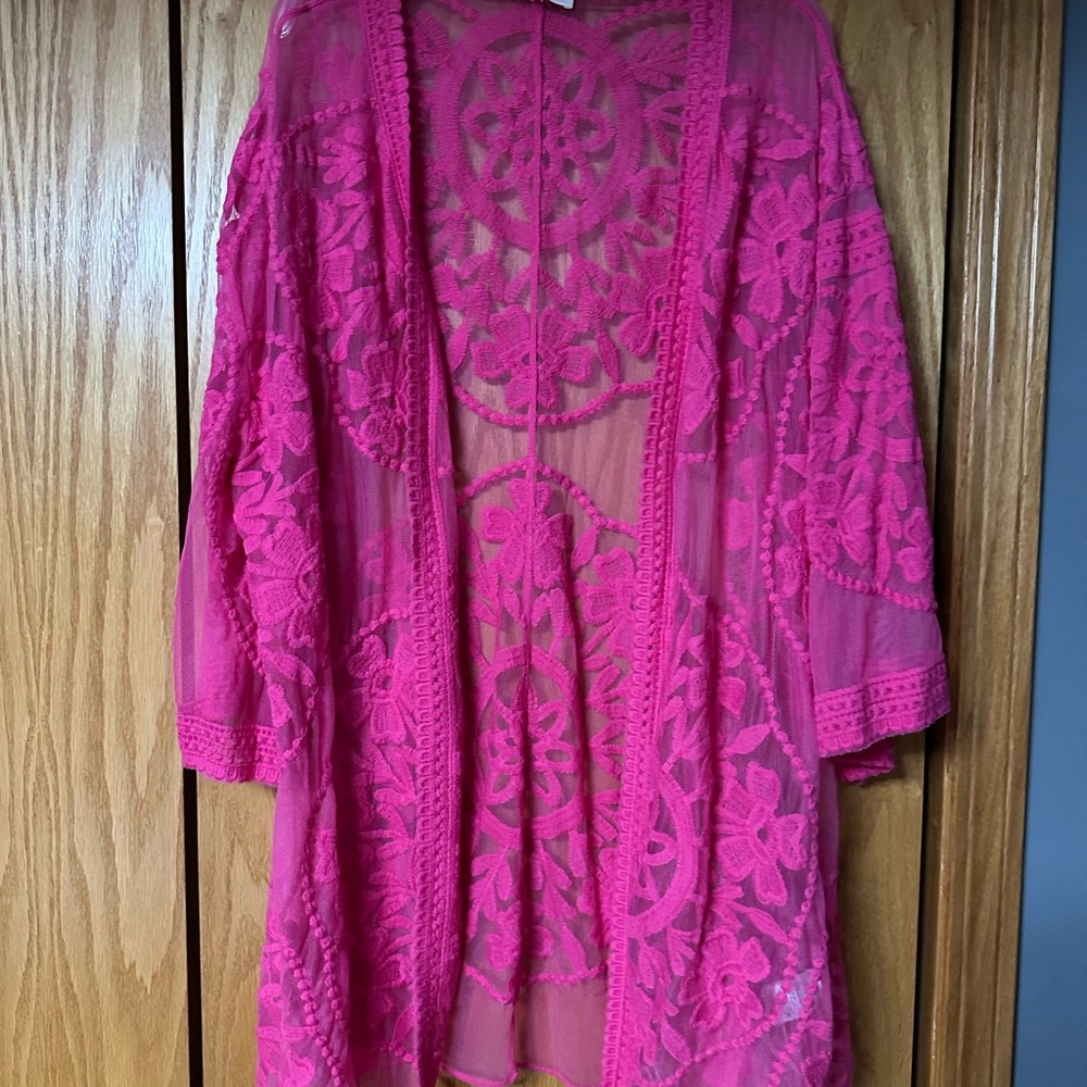 Umgee Hot Pink Lace Kimono